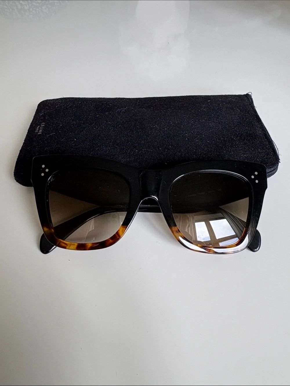 Celine Black to Tortoiseshell Gradient Square Sunglasses